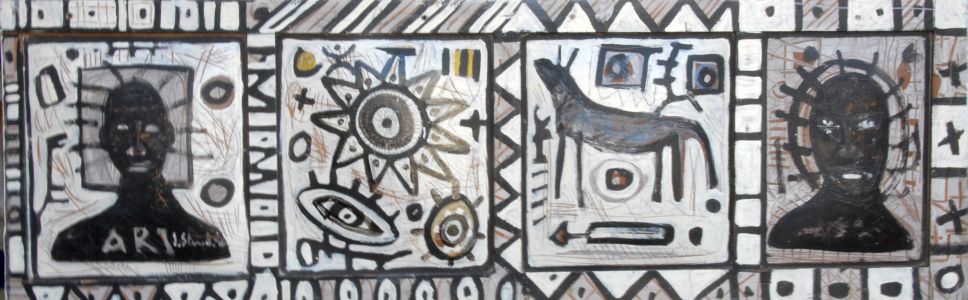 Jean Starck - Africa - Huile sur un panneau de porte - 1990-91 - 60 x 182 cm