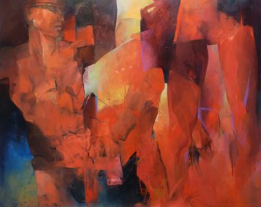 © Larissa Strunowa. Täuschung in rot120x150 Oil