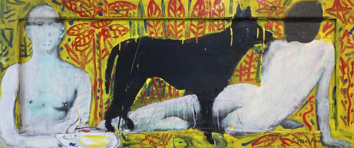 Jean Starck - La forêt de l'amour - Technique mixte, peinture sur porte de bois - 2016 - 100 x 200 cm