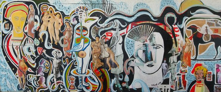 Jean Starck - Botticelli - Acrylique sur toile et collages en 2 parties - 2017 - 122 x 298 cm