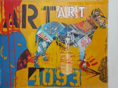 Jean Starck - Dog Urbain 4093 - Glycéro, acrylique et collage sur toile - 2010 - 85 x 112 cm