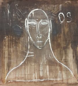 Jean Starck - Grand tissu peint - Acrylique sur tissu - 1993 - 180 x 180 cm