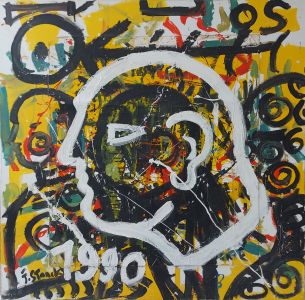 Jean Starck - Primitive Ancienne - Acrylique sur toile - 1990 - 100 x 100 cm