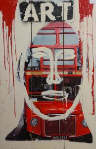 Jean Starck - paravent double côté Autoportrait anglais - 2010 - 180 x 120 cm