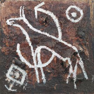 Jean Starck - Vestige sacré - Acrylique sur panneau de bois - 1987 - 99 x 120 cm