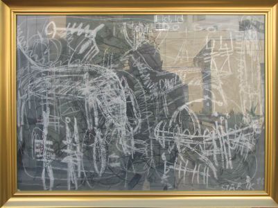 Jean Starck - Pariétale grise - Acrylic and chalk on paper, 1986, 48 x 68 cm