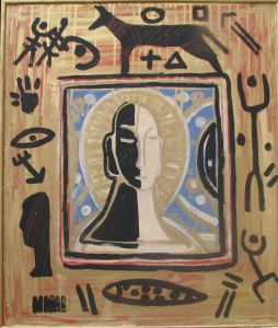 Jean Starck - Retable - Oil and Acrylic on wooden plate, 1992, 62 x 47 cm